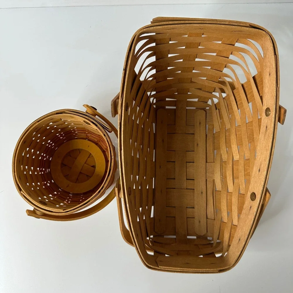 Vtg Longaberger Baskets Medium Vegetable 1991 Little Pumpkin 1997 Single Divider